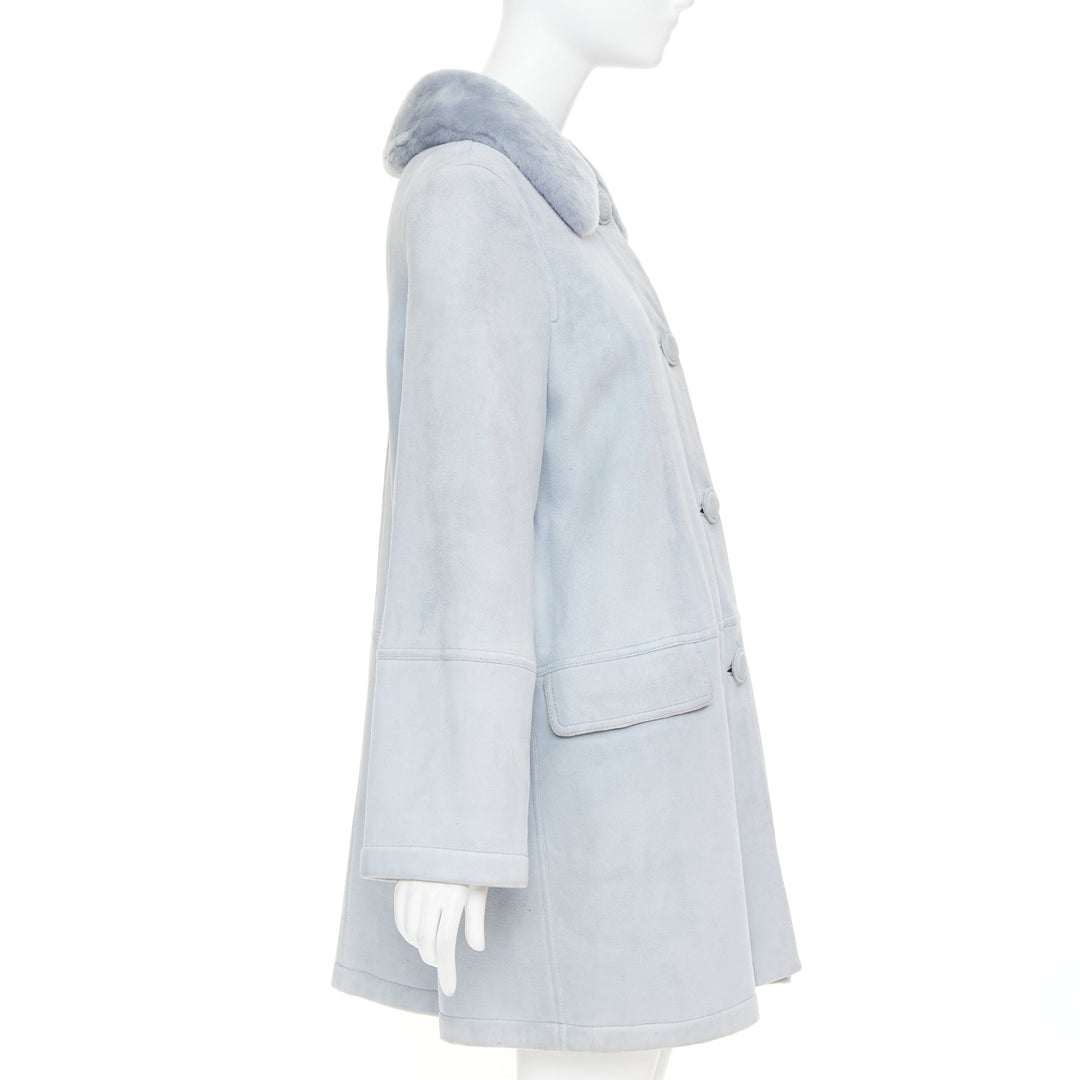 CHRISTIAN DIOR Vintage 2017 John Galliano powder blue dyed rabbit fur coat S
