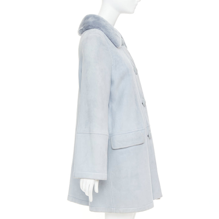CHRISTIAN DIOR Vintage 2017 John Galliano powder blue dyed rabbit fur coat S