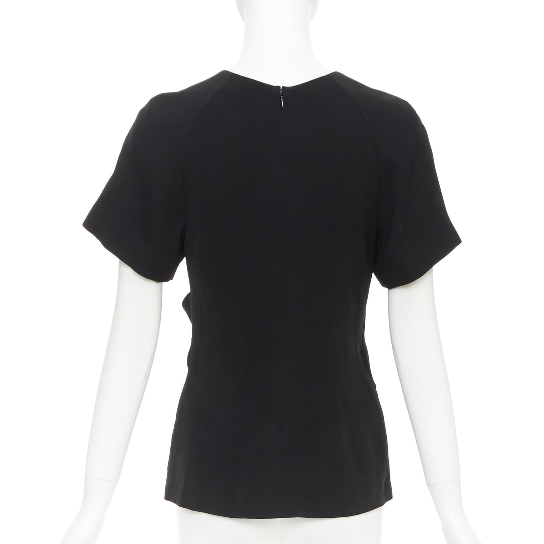 ALEXANDER WANG black drape knot front raglan crew neck top US2 S