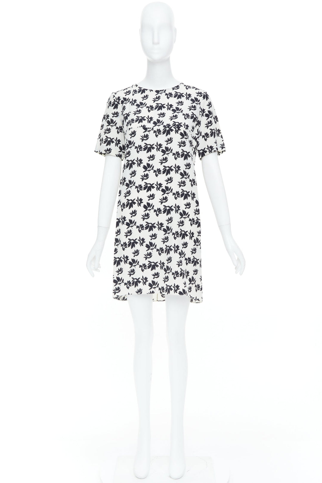 MARNI white black floral print asymmetric panel dress IT42 M