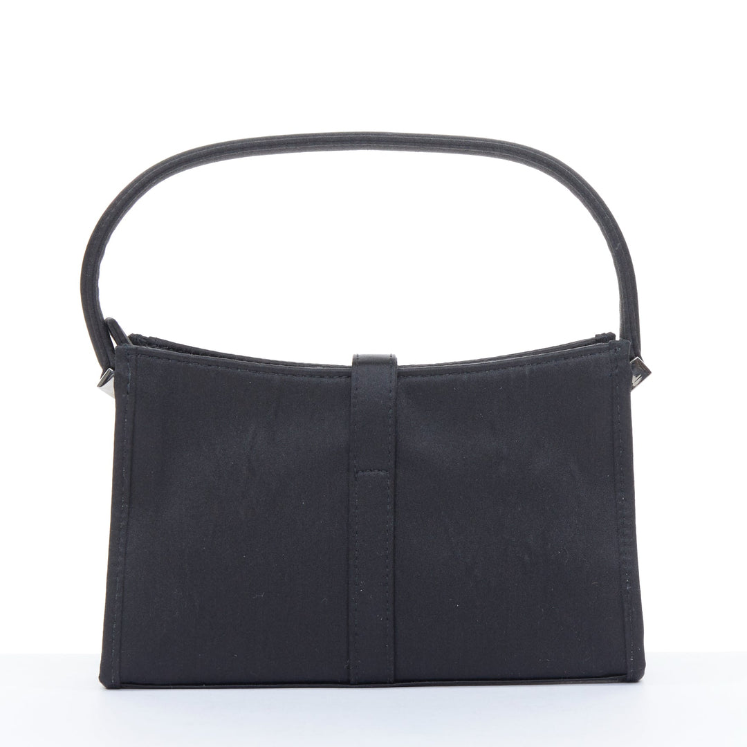 GUCCI Vintage Mini Jackie black satin silver piston lock evening shoulder bag