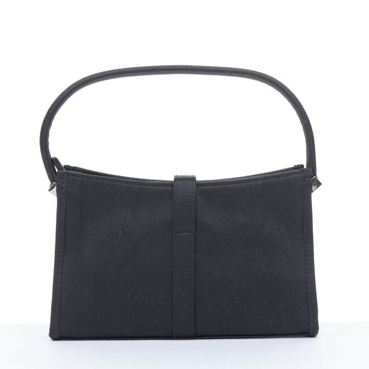 GUCCI Vintage Mini Jackie black satin silver piston lock evening shoulder bag
