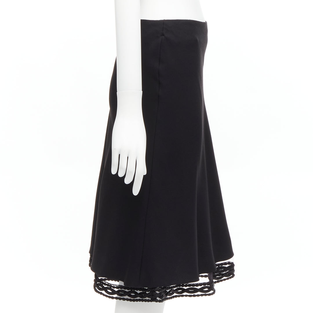 Female mannequin wearing Dior by John Galliano Black Acetate Women Skirt in Size FR38 | Available at JHROP