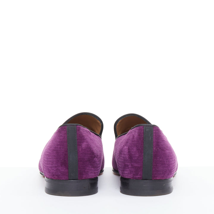 CHRISTIAN LOUBOUTIN Tassilo purple corduroy black spiked tassels loafer EU43