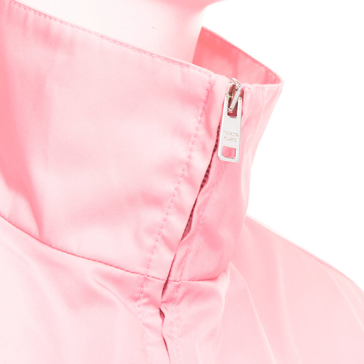 PRADA 2020 Re-Nylon pink nylon logo triangle pouch crop anorak IT38 XS