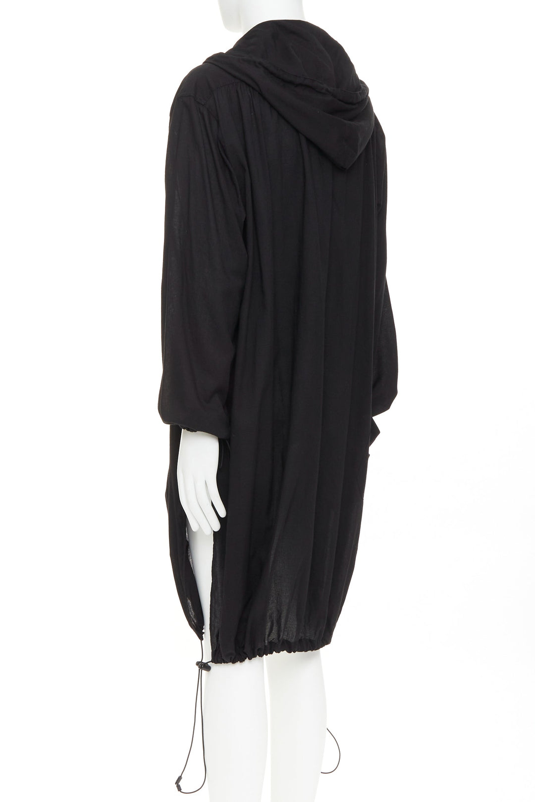 Y-3 YOHJI YAMAMOTO black hooded drawstring hem button down shirt jacket M