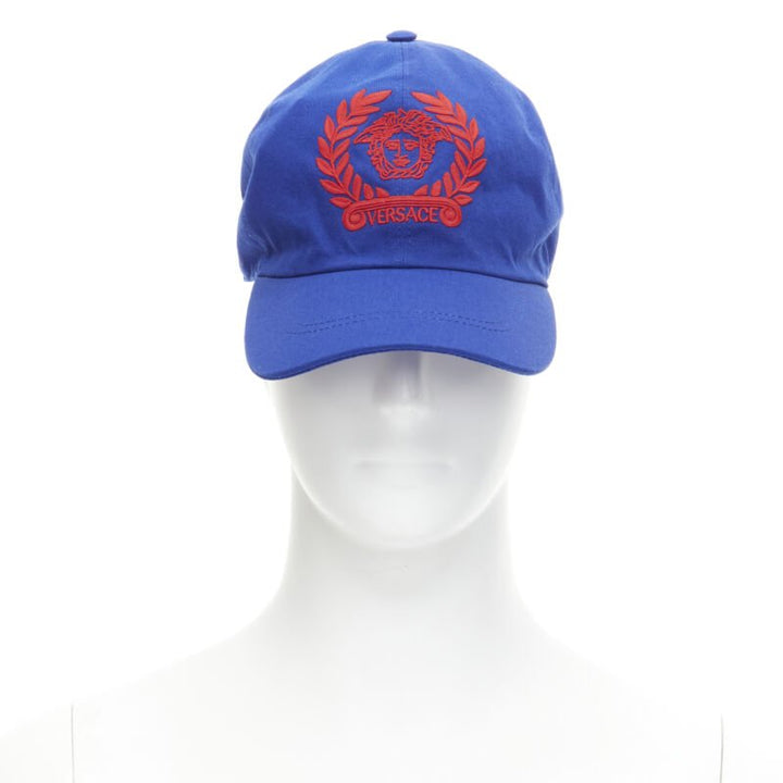 VERSACE blue red vintage Medusa logo embroidery baseball hat 58cm M 7 1/4