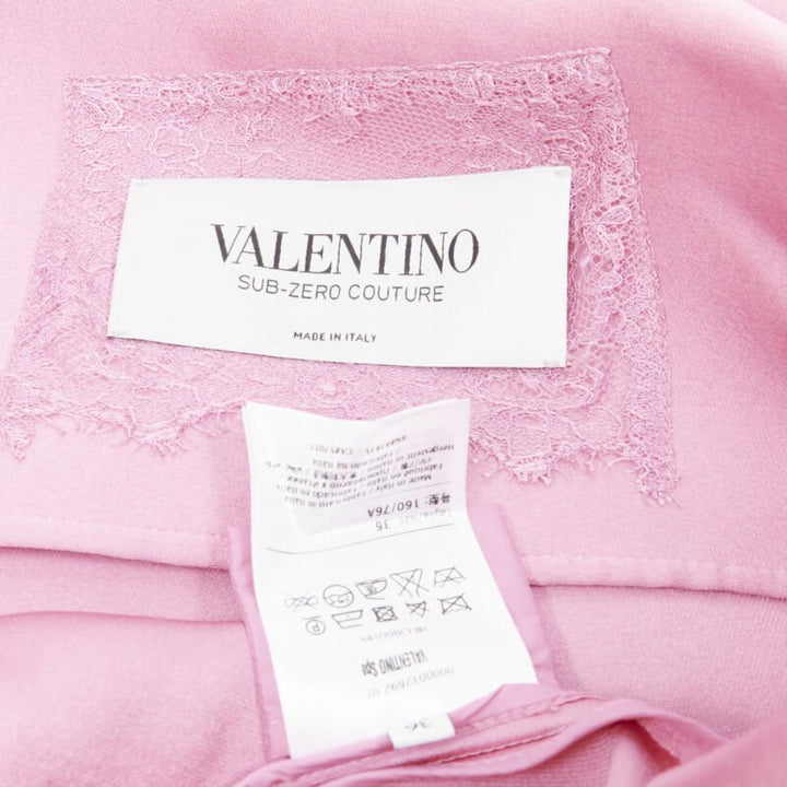 VALENTINO Sub Zero Couture pink polyester silk flared hem bomber jacket IT36 XS