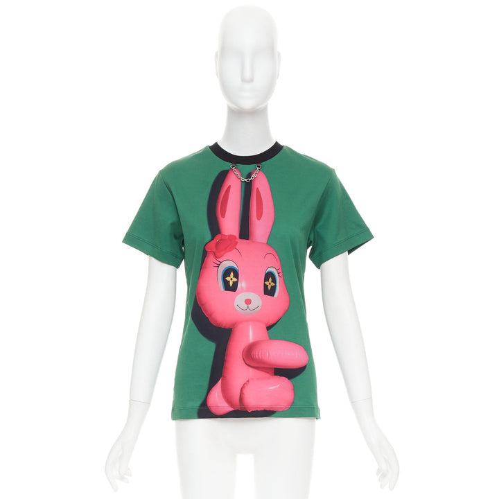 LOUIS VUITTON Sun Yitian 2024 Animogram green balloon rabbit chain tshirt XS