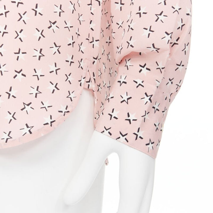 Saint Laurent 2018 100% silk pink white star print long sleeve shirt EU38 S
