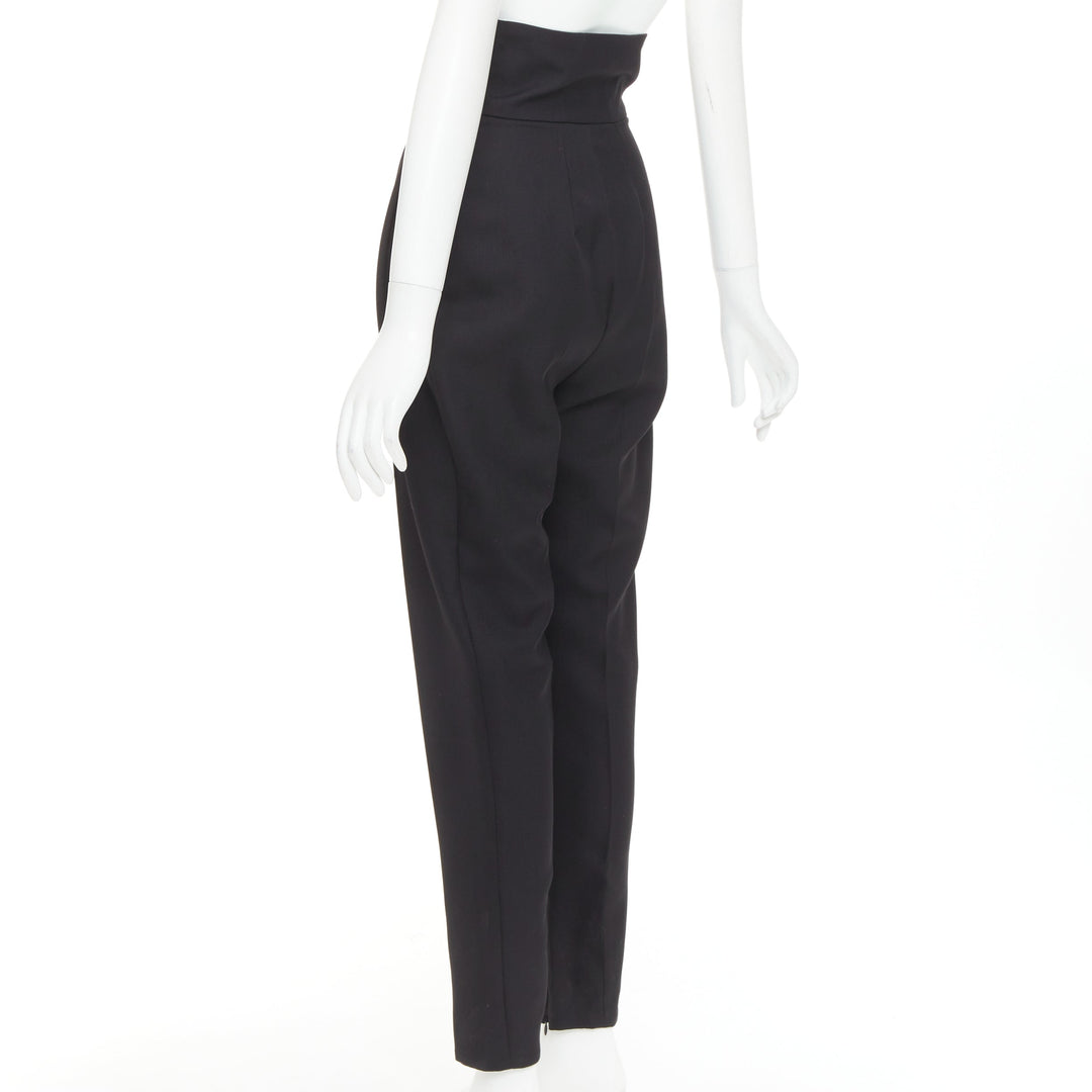ALEXANDRE VAUTHIER COUTURE black crepe high waisted waistband harem pants