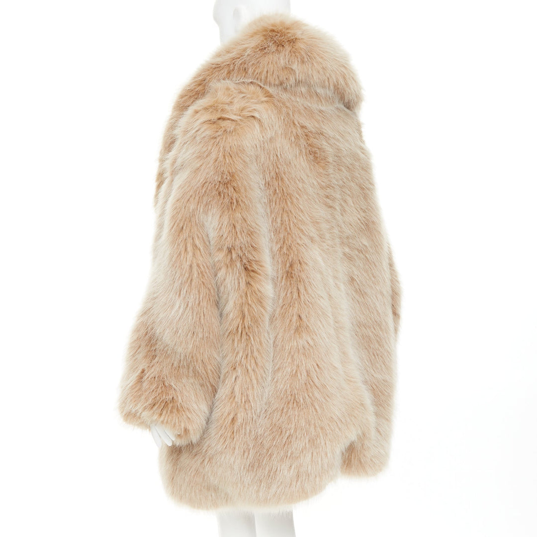 rare ALEXANDRE VAUTHIER SS2023 beige brown faux fur exaggerated collar coat