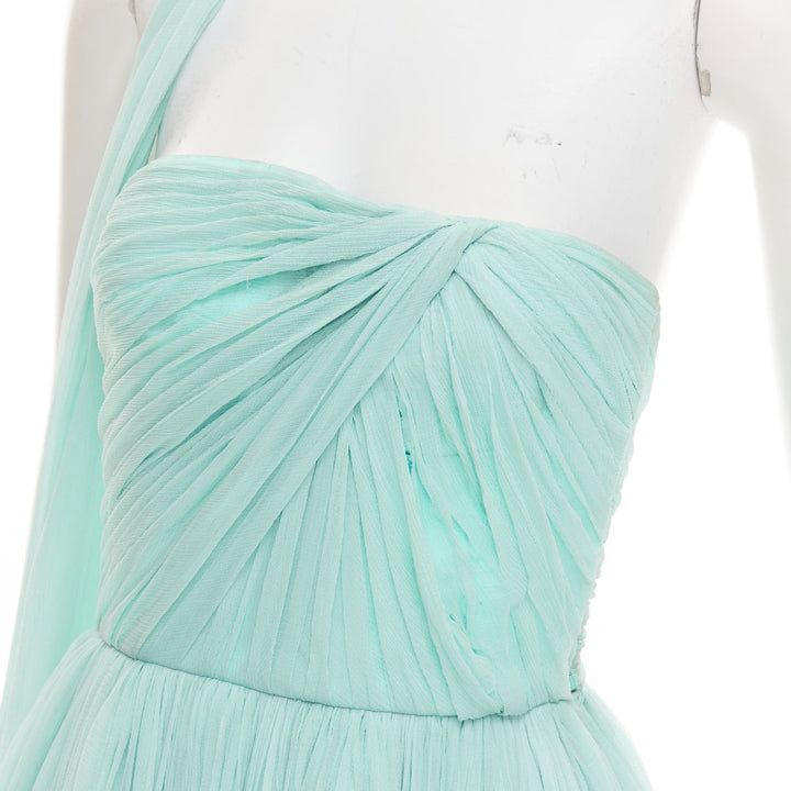 ALEXANDRE VAUTHIER COUTURE AW2019 Runway aqua blue strapless dress sash scarf