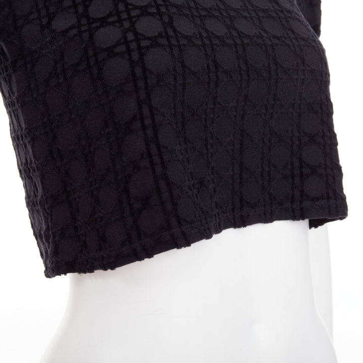 CHRISTIAN DIOR KIDS Diorissimo black cannage velvet cotton crop top 10Yrs XS