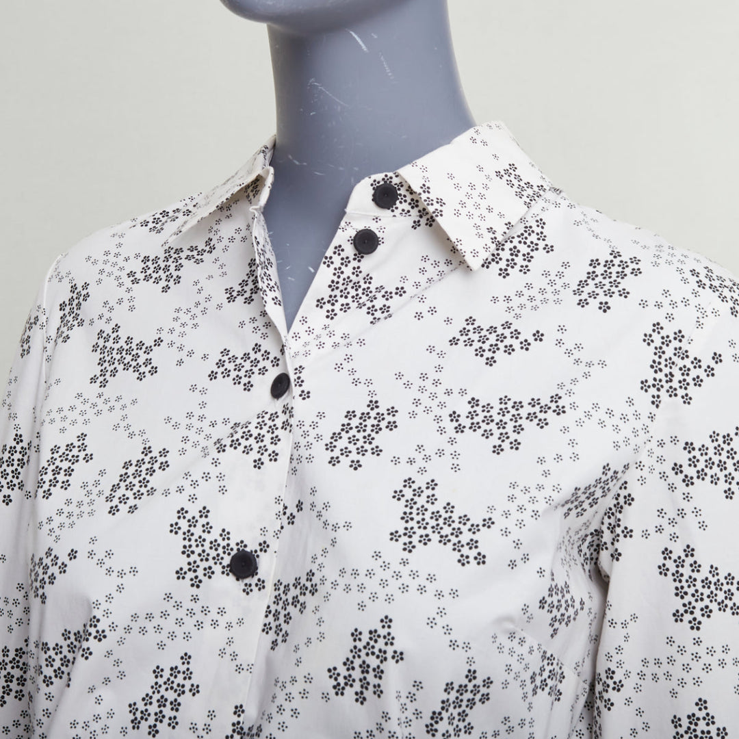 BOTTEGA VENETA cream cotton floral print wrap belted shirt dress IT38 XS