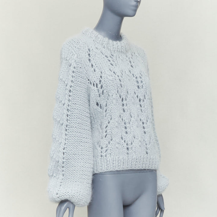 GANNI misty blue mohair wool climate compensated chunky sweater M