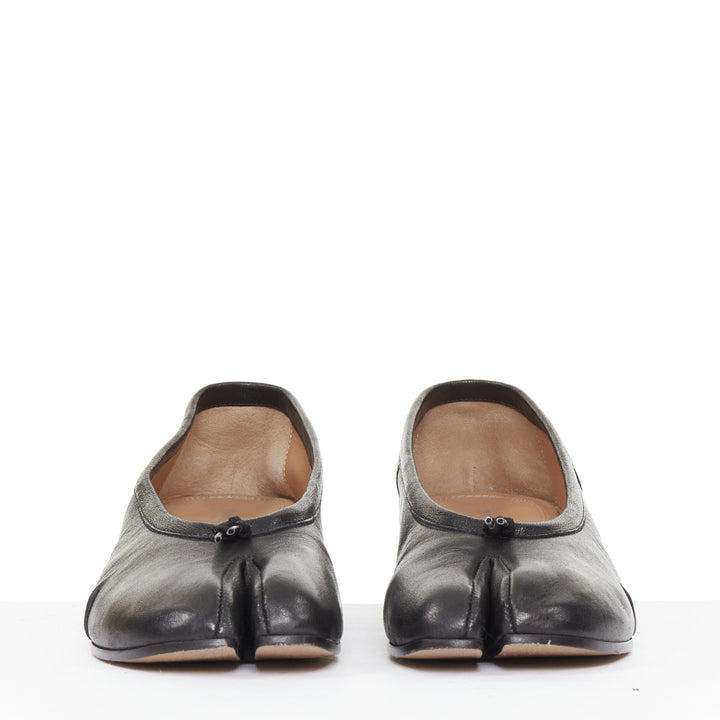 MAISON MARGIELA 2024 Tabi Ballerina 30mm black split toe cylinder heel pump EU39
