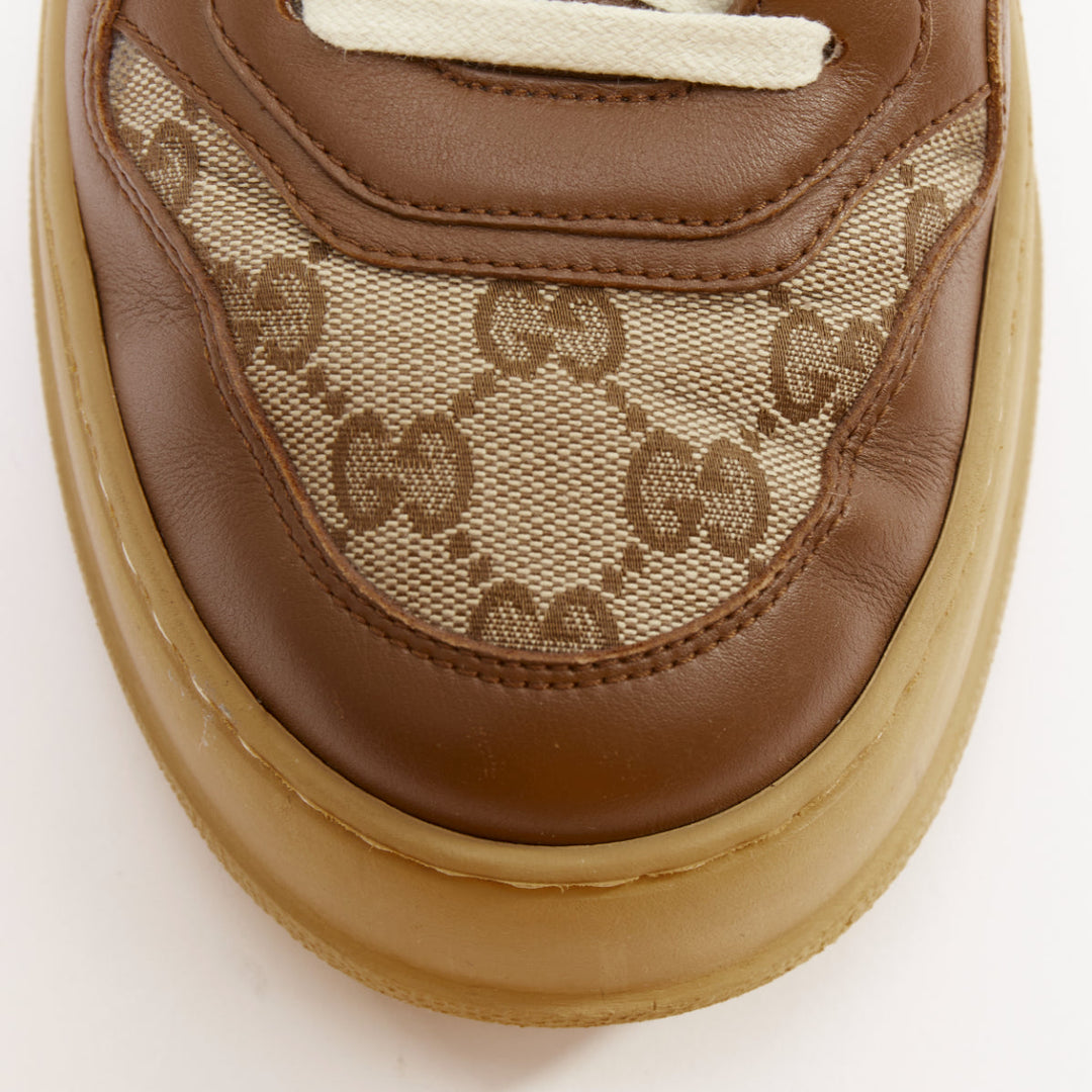 GUCCI brown leather canvas GG monogram logo chunky platform sneaker UK9.5 EU43.5