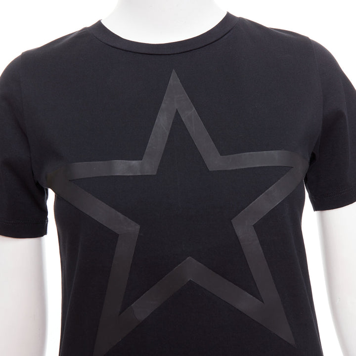 GIVENCHY black cotton star textured print fitted short sleeve tshirt S