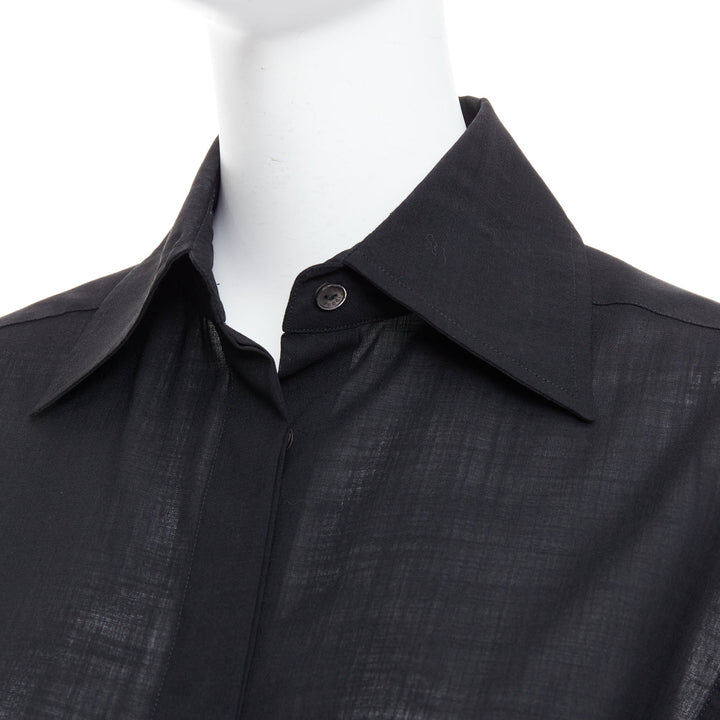 GUCCI Tom Ford black minimal sheer button down dress shirt