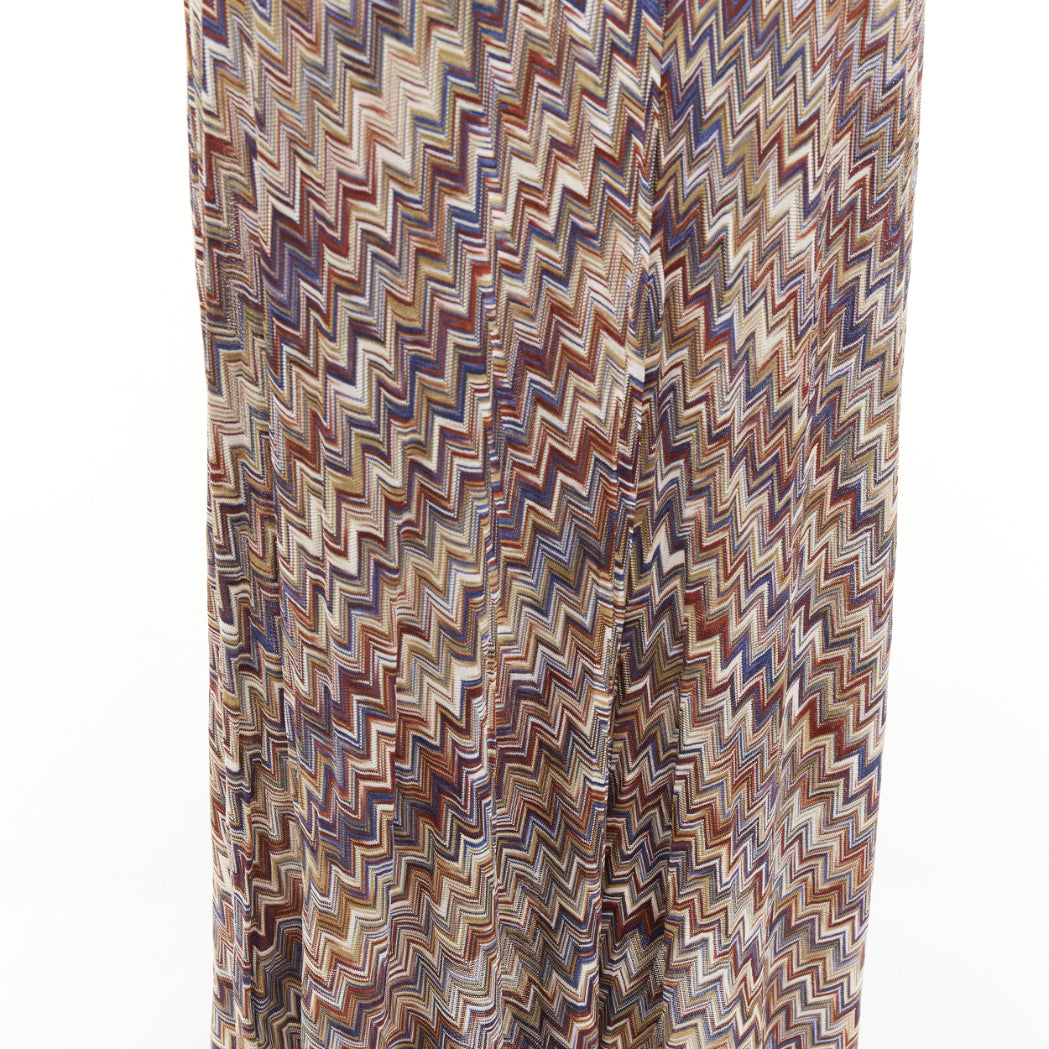 MISSONI multicolor lurex metallic chevron zigzag knit scoop maxi dress IT42 M