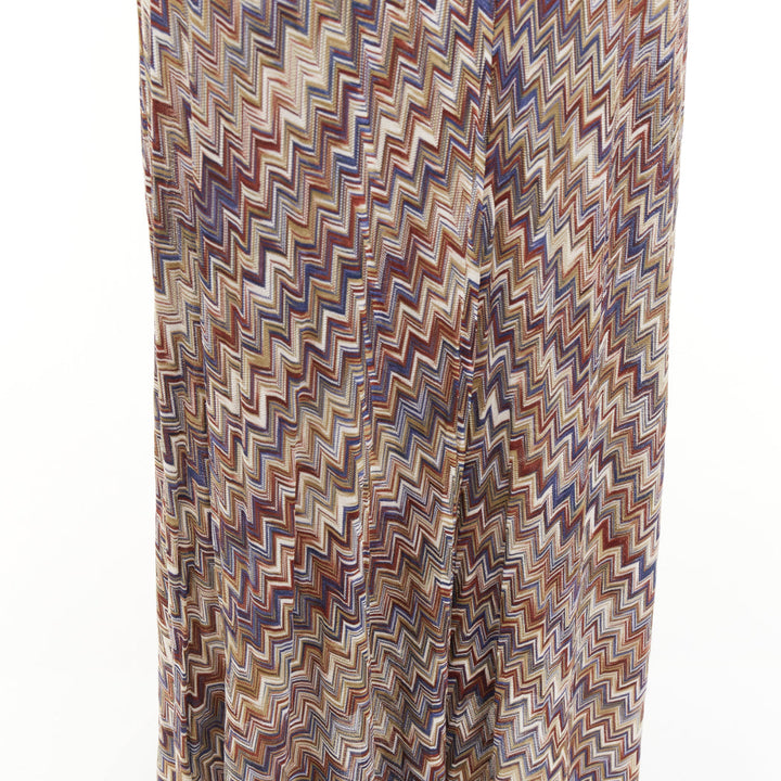 MISSONI multicolor lurex metallic chevron zigzag knit scoop maxi dress IT42 M
