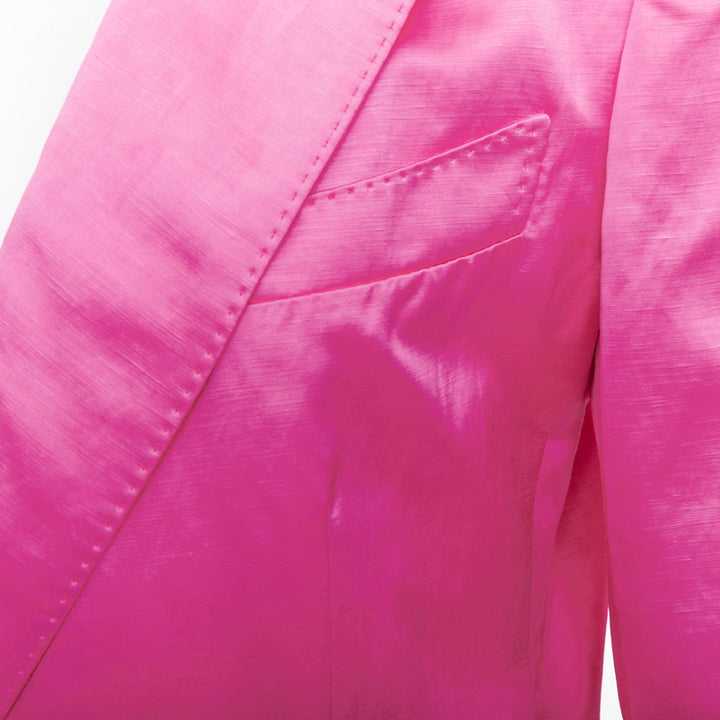 TOM FORD orchid pink satin handstitched lapel oversized blazer jacket IT36 XXS
