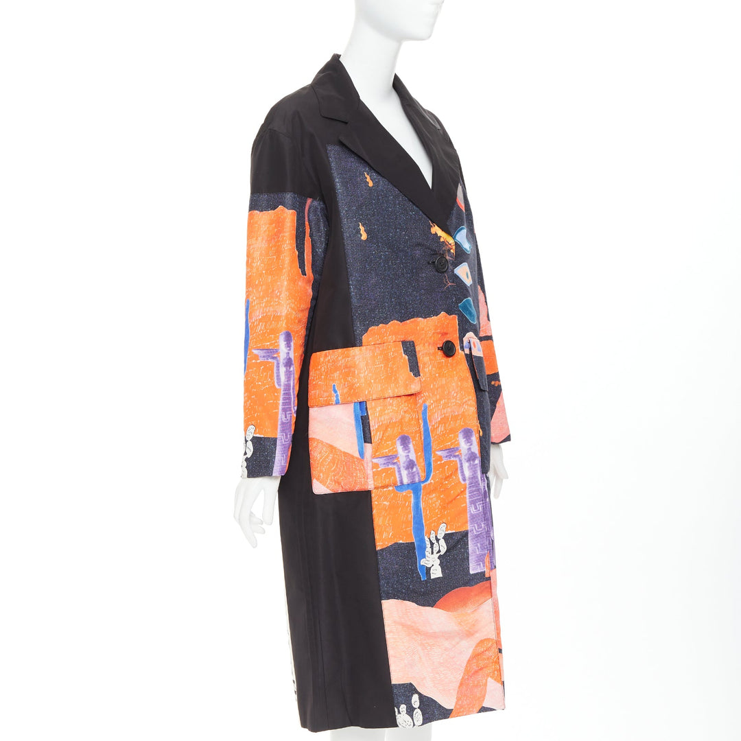 PRADA 2017 Runway Vendemiaire orange black pop art coat IT38 XS Anna Wintour