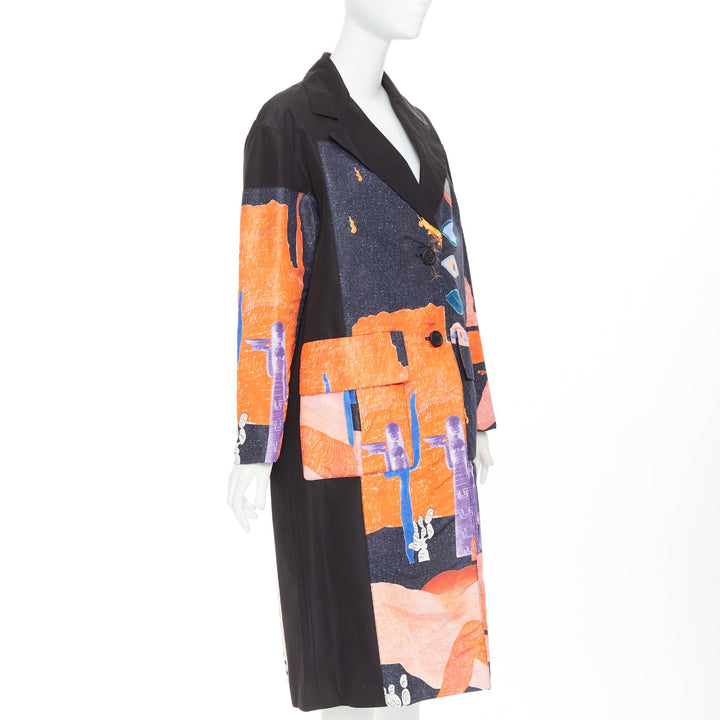 PRADA 2017 Runway Vendemiaire orange black pop art coat IT38 XS Anna Wintour