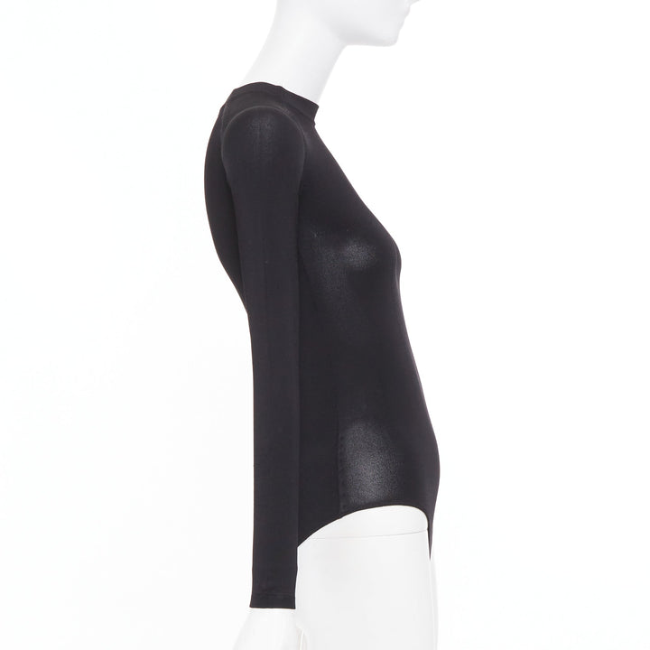 CHRISTIAN DIOR black compression knit technical long sleeve bodysuit FR34 XS