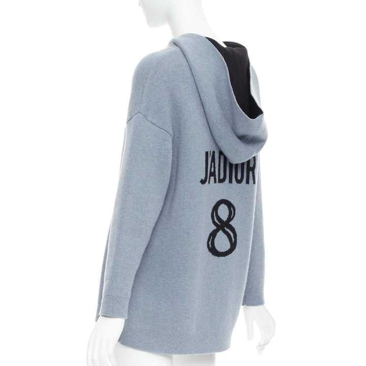 CHRISTIAN DIOR J'adior 8 dusty blue cashmere blend dropp sleeves hoodie FR34 XS