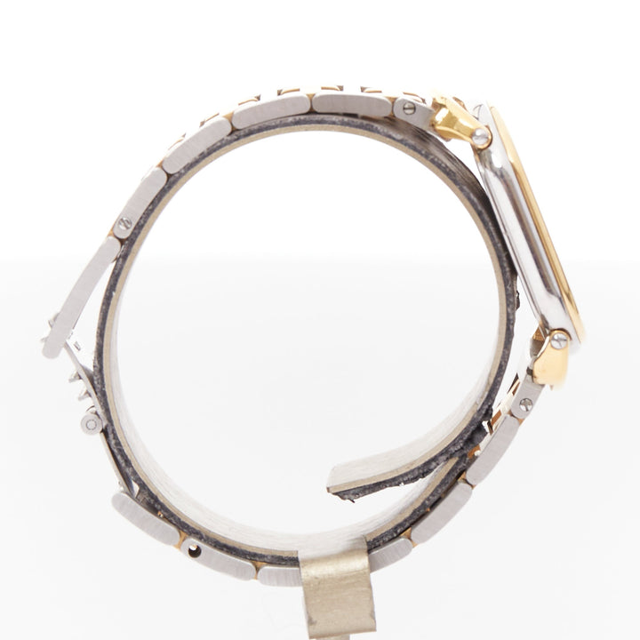 HERMES Rallye two-tone stainless steel gold plated saddle oval quartz watch