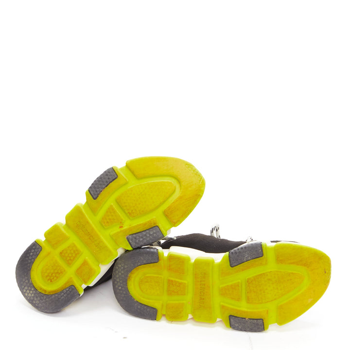 BALENCIAGA Speed black fabric neon yellow sole sock sneakers EU37