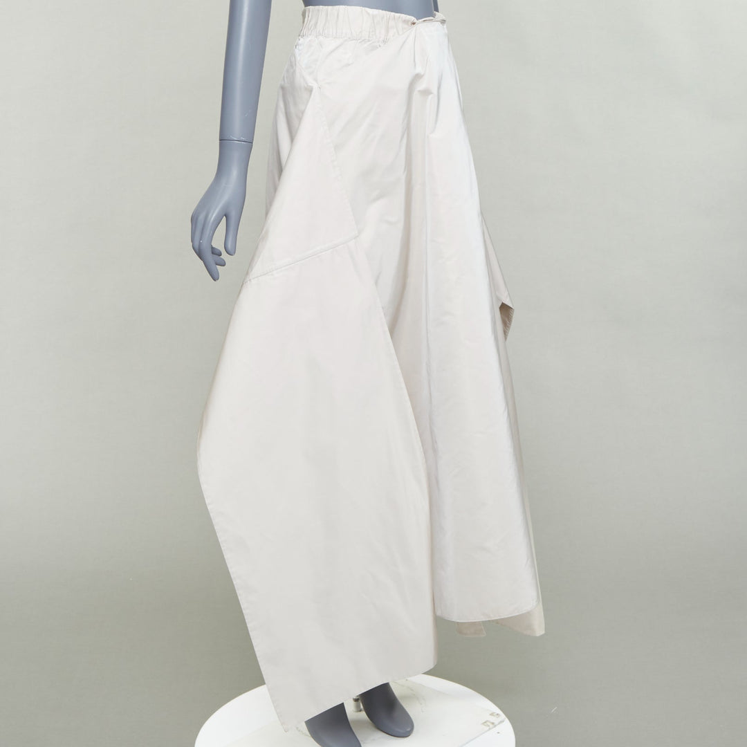 JIL SANDER light grey shiny taffeta 3D deconstructed A-line midi skirt FR34 XS