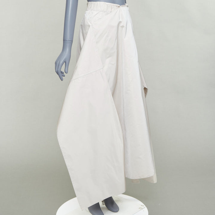 JIL SANDER light grey shiny taffeta 3D deconstructed A-line midi skirt FR34 XS