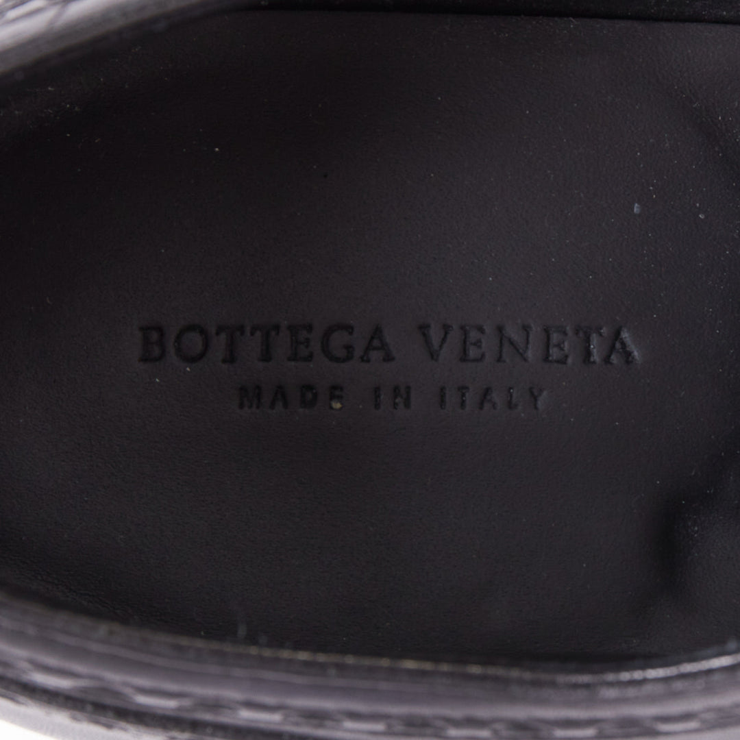 BOTTEGA VENETA black leather white midsoles perforated platform brogue shoe EU43