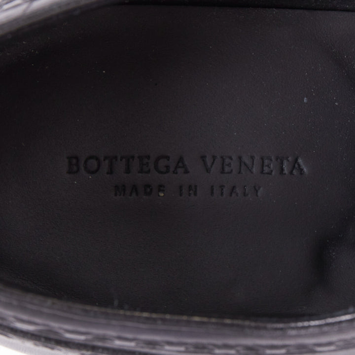 BOTTEGA VENETA black leather white midsoles perforated platform brogue shoe EU43