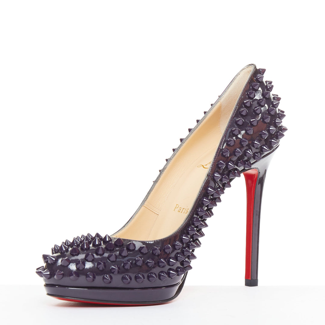 CHRISTIAN LOUBOUTIN Neofilo Spikes 120 Patent iris purple spikes platform EU38