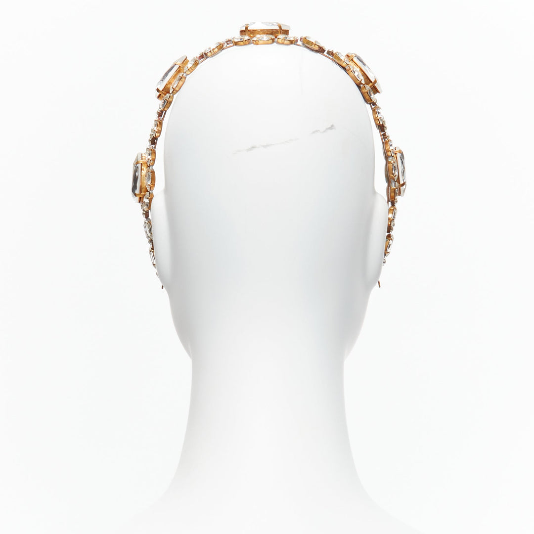 rare MEADHAM KIRCHHOFF Lilien Czech Runway crystals pearl bronze alice headband