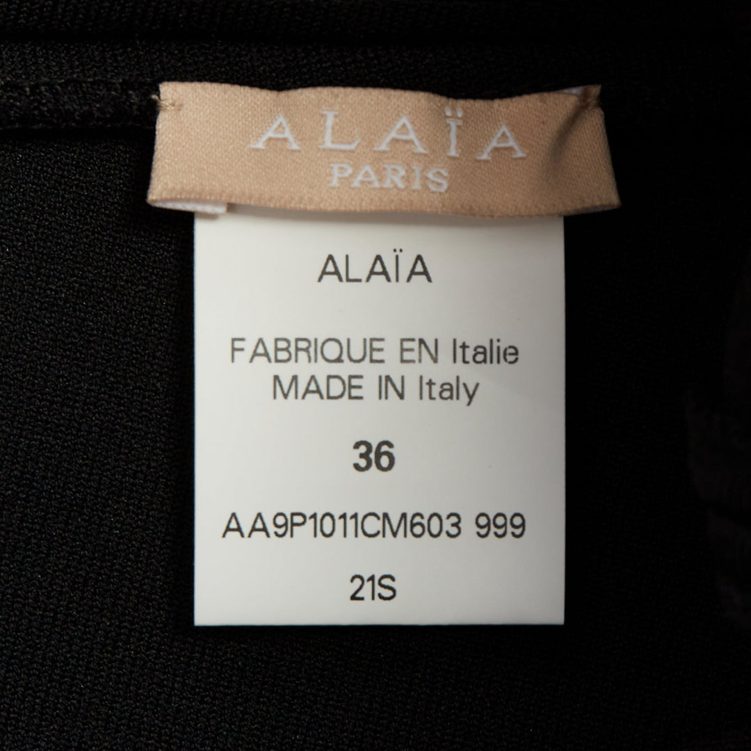 ALAIA black laser cut out high waist scallop edge knit pleated shorts FR36 S