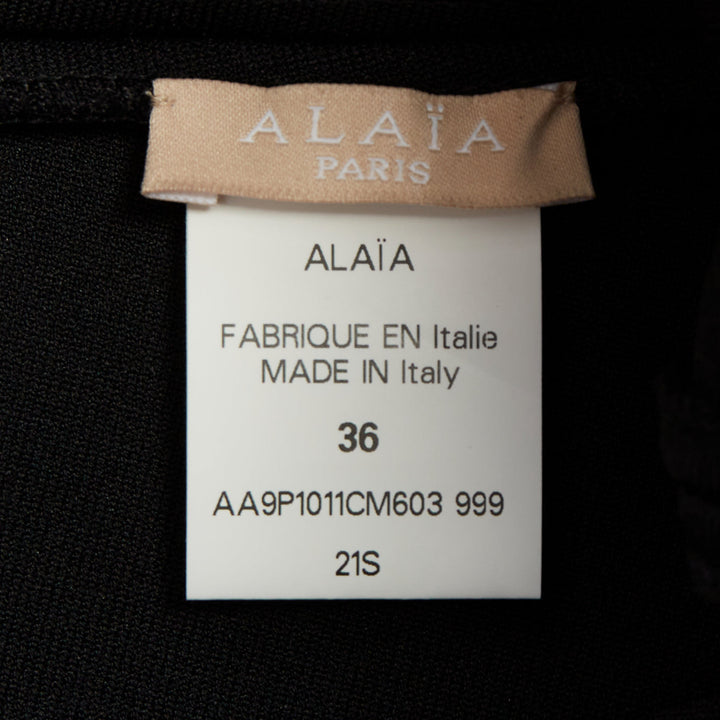 ALAIA black laser cut out high waist scallop edge knit pleated shorts FR36 S