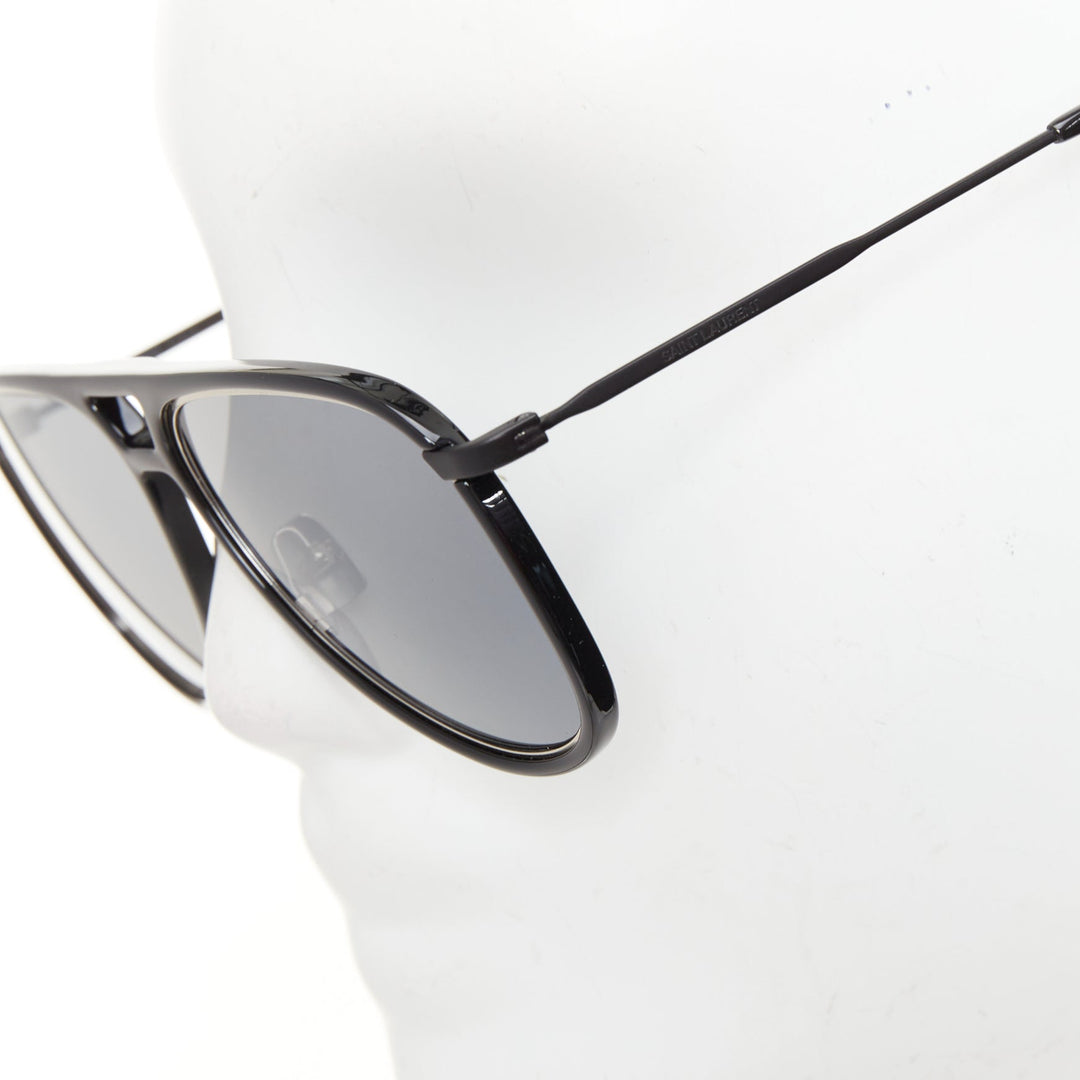 SAINT LAURENT 2017 Classic 11 Rim 002 black metal smoke mirror sunglasses