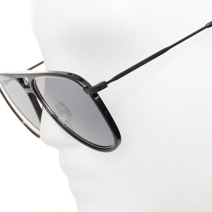 SAINT LAURENT 2017 Classic 11 Rim 002 black metal smoke mirror sunglasses