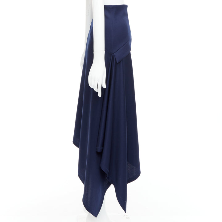 JW ANDERSON navy flap front bias cut asymmetric midi skirt UK8 S