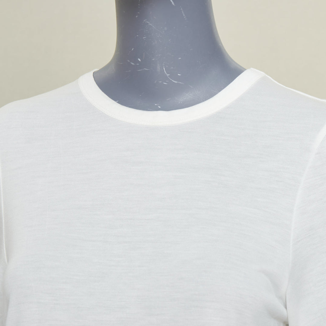 SIMONE ROCHA 2024 Bow Tails Easy ivory fine jersey curved hem bow top shirt S