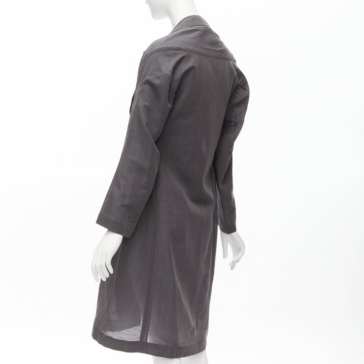 YOHJI YAMAMOTO grey notched peak lapel A-line wide cut coat JP1 S