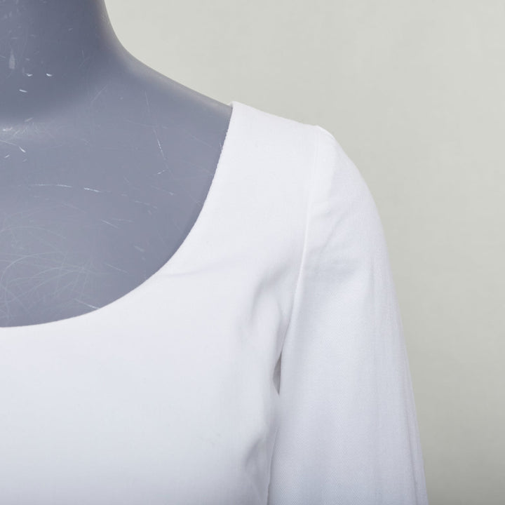 ELLERY Manzoni off white cotton twill peplum scoop neck top US6 M