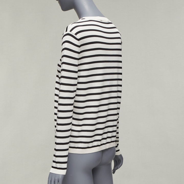 CHRISTIAN DIOR Jadior 8 cream black stripe long sleeve crew sweater FR40 L