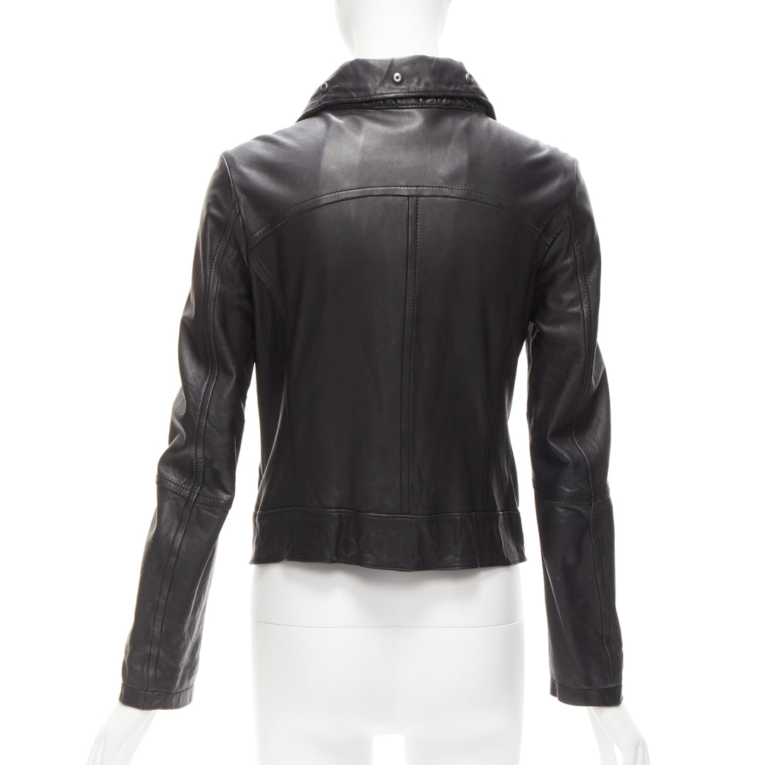 ATSURO TAYAMA black sheepskin leather 2 way collar biker jacket US4 S