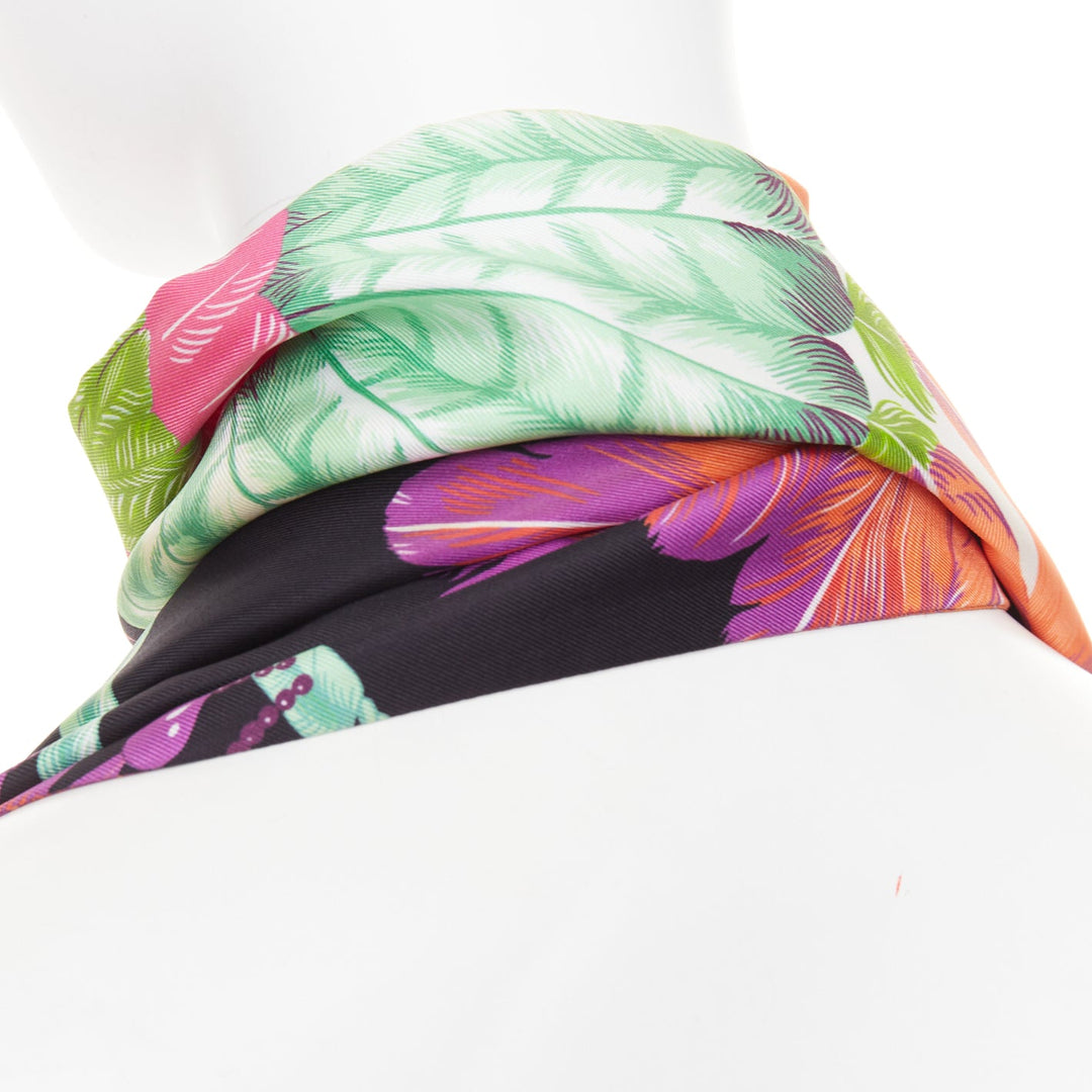 HERMES  silk Brazil Laurence Bourthoumieux bird of paradise Maxi Twilly scarf